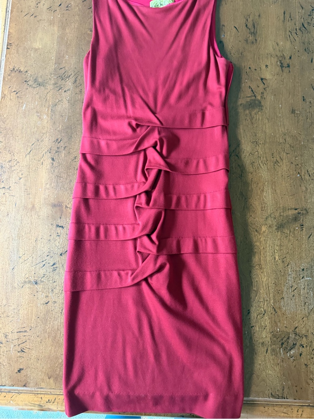 Nicole Miller Sleeveless Rust  Ruched Sheath Dress